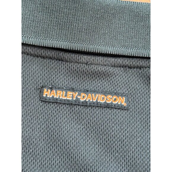 Harley-Davidson Mens Polo Shirt Gray/Orange/Black Polyester Lrg Embroidered logo - Picture 2 of 5